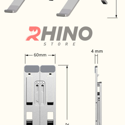 Giá đỡ Laptop, cho ipad, cho macbook tản nhiệt Rhino KL102, kệ đỡ máy tính nhôm cao cấp, gấp gọn, tặng kèm túi đựng - Hàng chính hãng