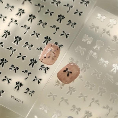 Sticker Nơ Đen 3D Mix Kiểu Lụa Nổi SJY1095 Siêu Hot Trang Trí Móng Siêu Xinh Làm Nail dán Phong Cách Hàn Quốc Nữ Women