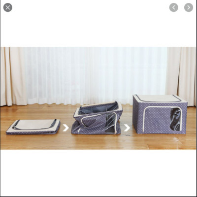 Túi hộp để quần áo ,chăn màn ,đồ dùng đa năng khung thép ,vải dày không thấm nước 66L mầu ngẫu nhiên- Tặng khăn lau 2 mặt siêu thấm đa năng mầu ngẫu nhiên