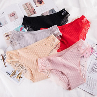 COMBO 5 QUẦN LÓT NỮ COTTON GÂN TĂM PHỐI REN 8908