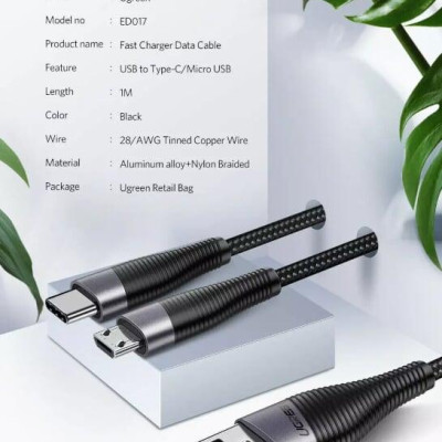 Ugreen UG50872ED017TK 0.5M màu Xám Cáp sạc truyền dữ liệu USB 2.0 sang MICRO USB đầu mạ thiếc - HÀNG CHÍNH HÃNG