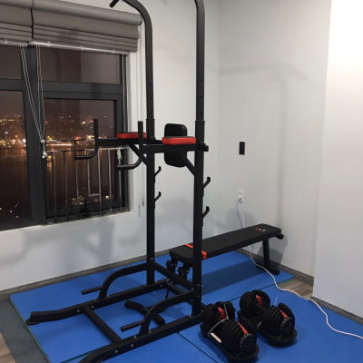 Ghế tập tạ kèm xà kép T058, ghế tập đa năng trong nhà điều chỉnh từ 165cm đến 235cm chắc chắn cho gia đình