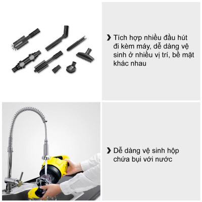 (Hàng chính hãng) Máy hút bụi khô không dùng túi lọc bụi Karcher VC 3 Plus công suất 1100w màu trắng - bảo hành 18 tháng