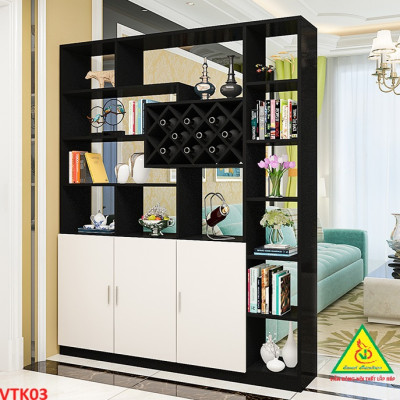 Vách ngăn kiêm tủ rượu trang trí phòng khách , nhà bếp 4VTK03 - NỘI THẤT LẮP RÁP VIENDONGADV