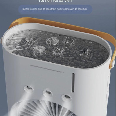Quạt phun sương tích điện Youpin AQUA BREEZE, 2 lồng quạt, có đèn LED, bình nước lớn có thể thêm đá, xoay tốc năng 90° làm mát rộng, pin dung lượng lớn - Hàng nhập khẩu
