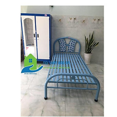 Giường sắt 1mx2m màu xanh