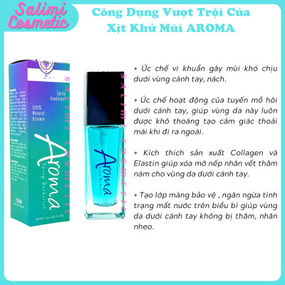 Xịt Khử Mùi Hôi Nách AROMA 50ml, Khử Mùi Toàn Thân, Ngăn Tiết Mồ Hôi, Lưu Hương Suốt 24H