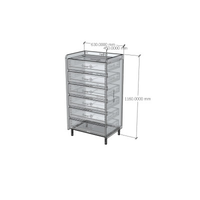 [Happy Home Furniture] LAVIA, Tủ lưu trữ 6 ngăn kéo - Chân sắt, 63cm x 45cm x 116cm ( DxRxC), THK_155