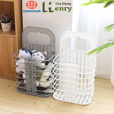 Giỏ đựng đồ gấp gọn thông minh Việt Nhật tặng móc dính, giỏ treo tường đựng quần áo đồ dùng nhà tắm - HÀNG VIỆT NAM