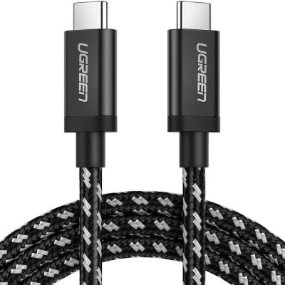 Ugreen UG50449US161TK 2m màu đen dây bên vải cotton mạ nickel cáp USB 2 đầu Type C - HÀNG CHÍNH HÃNG