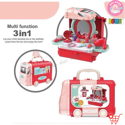 Bộ đồ chơi hướng nghiệp nhập vai Bowa 8078 - Xe buýt trang điểm 25 chi tiết (bánh xe đẩy được)