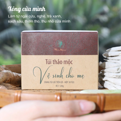 Bộ chăm sóc mẹ là siêu nhân Wonmom (1 lá xông + 1 hộp thảo mộc vệ sinh mẹ)