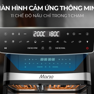 [New] Nồi chiên không dầu 2 ngăn 10L Sunhouse Mama SHD4098 - Chế độ riêng - Tiết kiệm thời gian - Công nghệ Rapid Air - Hàng chính hãng