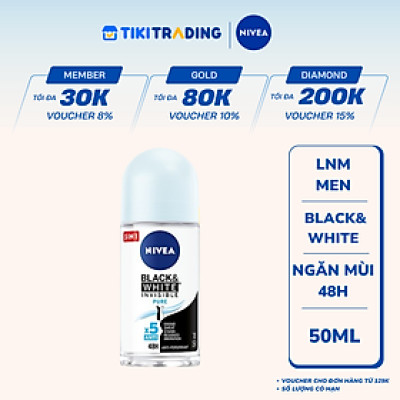 Lăn Ngăn Mùi NIVEA Black & White Ngăn Vệt Ố Vàng Vượt Trội 5in1 (50ml) - 82234