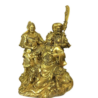 Bộ tượng Tam Thánh CTQ10 25 x 20.2 x 27.6cm Tundo mạ vàng hoặc màu xanh lựa chọn