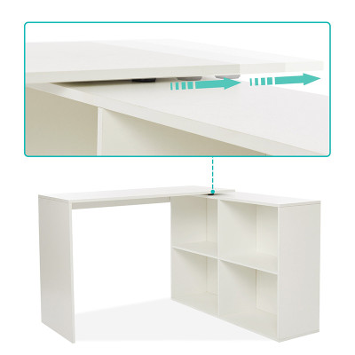 Bàn Làm Việc Chữ L Xoay Linh Động Màu Trắng/ Đen Hiện Đại Thương Hiệu SIB Decor