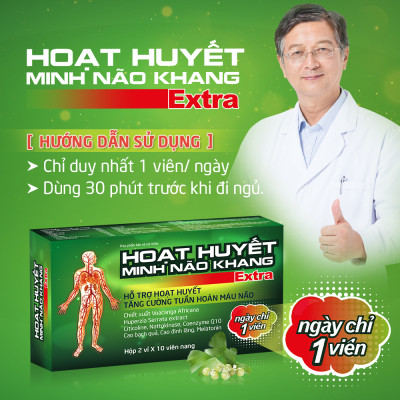 Hoạt Huyết Minh Não Khang Extra Dân Khang Giúp Hoạt Huyết Dưỡng Não Ngủ Ngon Giảm Rối Loạn Tiền Đình Hộp 20 Viên