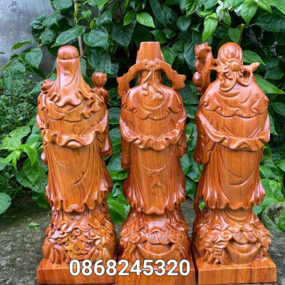 Bộ tượng phật tam đa phúc lộc thọ bằng gỗ hương đá kt cao 40cm 