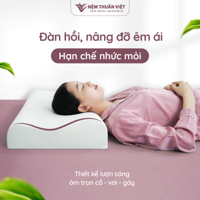 Gối Nằm Cao Su Thuần Việt - Thiết Kế Lượn Sóng, Êm Ái, Giảm Đau Gáy Cổ