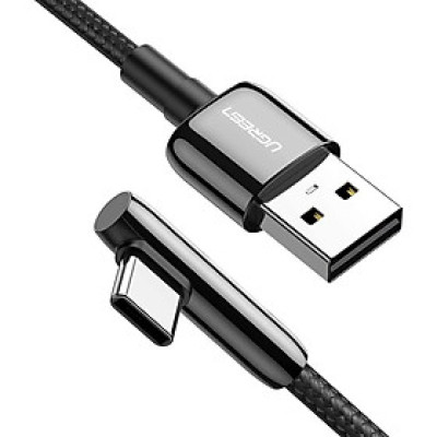 Ugreen UG70282US313TK 0.5M màu đen cáp USB type C bẻ góc phải 90 độ ra usb A chống nhiễu - HÀNG CHÍNH HÃNG