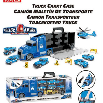TOYSTAR - 666-02K Mô hình Bộ xe chuyên chở cảnh sát chuyển gồm 5 ô tô, 1 máy bay, 4 biển báo giao thông