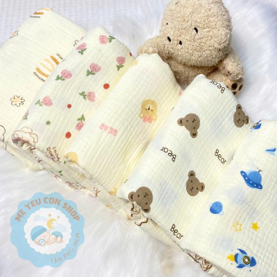 KHĂN TẮM XÔ MUSLIN GEE 2 lớp mềm mại, thấm hút, an toàn, 100x100cm, 100% organic cotton, thân thiện với da bé