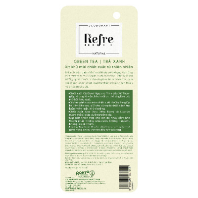 Xịt khử mùi chiết xuất thiên nhiên Refre Natural Green Tea Hương Trà Xanh (30ml)