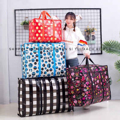 Túi bạt -Túi dứa bỏ hành lý -Túi đựng đồ chăn quần áo có dây kéo kích thước  lớn 70 x 55 x 26cm siêu bền , rất tiện dụng cho mọi gia đình 