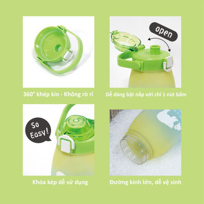 KU.KU Duckbill bình nước cho bé từ 3 tuổi nhựa Tritan cao cấp 1200ml ku5622