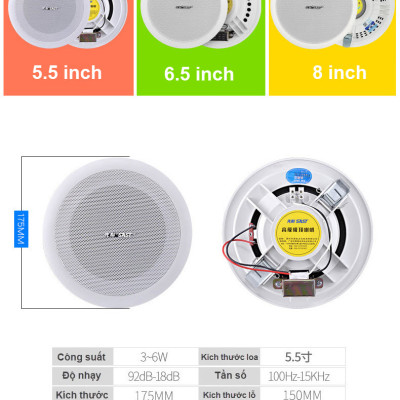 Bộ 04 Loa Âm Trần SAST Công Suất 6W Kích Thước 5 inch Mặt Tròn Lưới Mịn PD - Hàng Nhập Khẩu