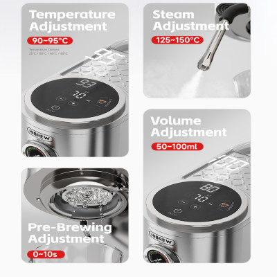 Máy pha cà phê Cappuccino, Ristretto, Espresso, Latte chuyên nghiệp thương hiệu Mỹ cao cấp HiBREW H13 - Hàng nhập khẩu