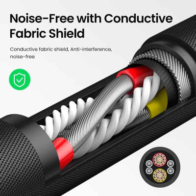 Ugreen UG90595AV150TK 5M Cáp âm thanh 3.5mm 2 đầu dương mạ Bạc - HÀNG CHÍNH HÃNG