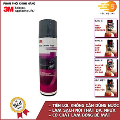 Chai xịt bọt vệ sinh da, nhựa nội thất ô tô đa năng 3M 3M-NNT - Không cần nước, làm sạch nhanh, loại bỏ dầu mỡ, bụi bẩn, đồng thời làm bóng chi tiết