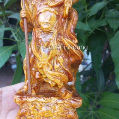 Tượng quan công trấn ải bằng gỗ huyết long  đẹp long lanh kt cao 20×9×6cm 