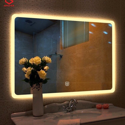 GƯƠNG TREO PHÒNG TẮM CẢM ỨNG ĐÈN LED CHỮ NHẬT CAO CẤP 700x500 cm (có nút cảm ứng bật tắt)