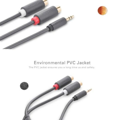 Ugreen UG10547AV109TK 25CM màu Đen Cáp âm thanh 2 đầu Bông sen âm sang 3.5mm dương - HÀNG CHÍNH HÃNG