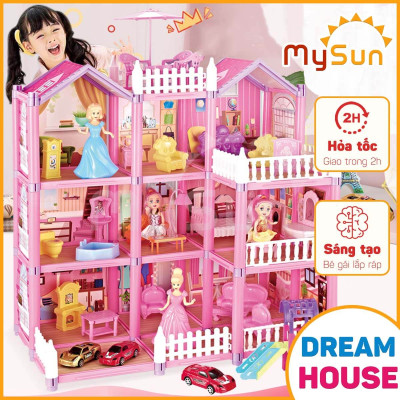 Mô hình lâu đài ngôi nhà búp bê công chúa đồ chơi xếp ghép hình cho bé gái 2 3 4 5 6 tuổi MySun