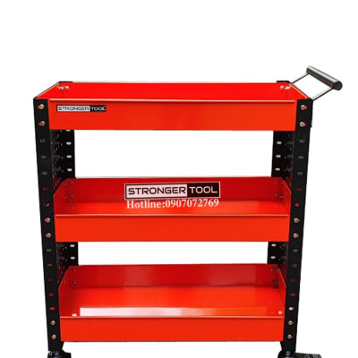 XE ĐẨY DỤNG CỤ 3 NGĂN 2 TẤM HÔNG DÙNG CHO GARARE TIỆM SỬA XE
