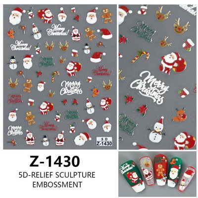 Hình Dán Móng Sticker Ông Già Noel 5D Làm Nail Siêu Xinh, Miếng Dán Móng Hình Giáng Sinh, Bông Tuyết, Tuần Lộc