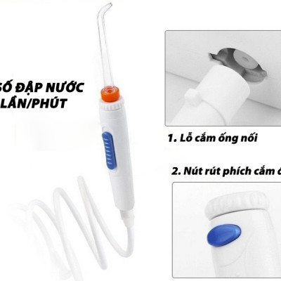 Máy tăm nước cá nhân không dây Waterjet Cordless Nano (5 đầu tăm, dùng được cho người niềng răng, có đầu cạo lưỡi)