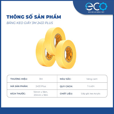 Băng keo giấy 3M 243J Plus dùng chạy chỉ siêu dai, chịu nhiệt tốt, không độc hại