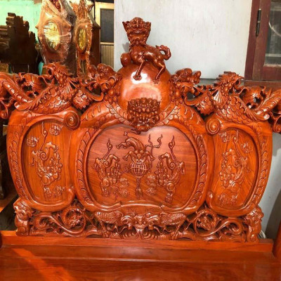 bộ bàn ghế nghê phượng gỗ hương đá