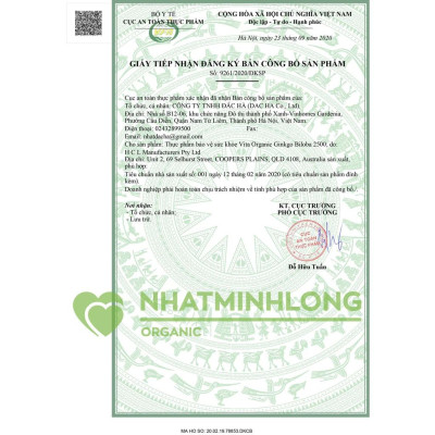 Tăng cường tuần hoàn não, cải thiện trí nhớ và khả năng tập trung Vita Organic Ginkgo Biloba 2500