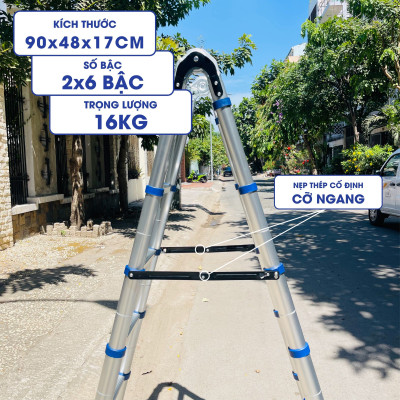 Thang nhôm rút đôi DIY TL-AI-38S chiều cao sử dụng tối đa chữ A 1.8m chữ I 3.8 m - Tiêu chuẩn chất lượng an toàn Châu Âu 