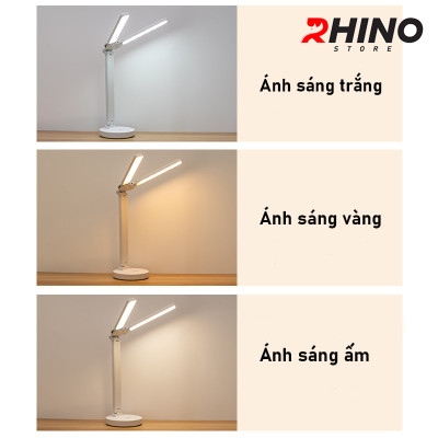 Đèn học LED 3 ánh sáng bảo vệ mắt chống cận cảm ứng Rhino L205, tích điện đa năng làm việc, để bàn học - Hàng chính hãng