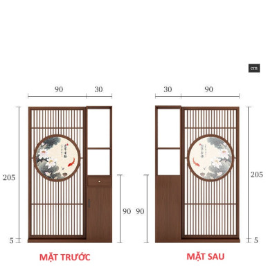 Vách ngăn phòng khách, vách ngăn tủ kệ bằng gỗ 4VTK10 - Nội thất lắp ráp Viendong adv