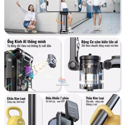 Gậy quay video MP19s thông minh,chụp ảnh, livestream, kim loại bền bỉ, gimbal 360 dõi theo, nâng cấp, hàng chính hãng