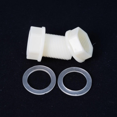 Ốc nhựa ép lắp bồn phi nước, khớp nối vách ngăn nhựa ren 21 (1/2