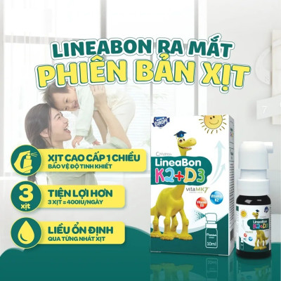 LineaBon Spray Vitamin K2 D3 Dạng Xịt 10ml Hỗ Trợ Phát Triển Chiều Cao Chắc Khỏe Xương