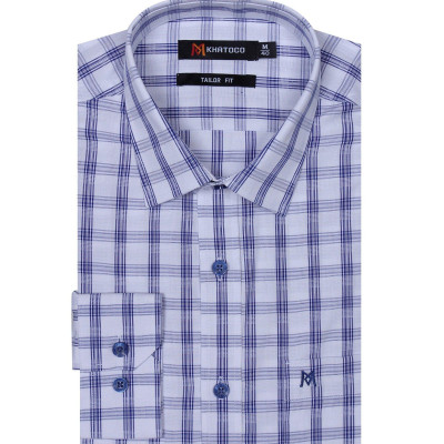 Áo sơ mi nam KHATOCO dài tay kẻ caro A1MD468T1-CNCR120-2407-D